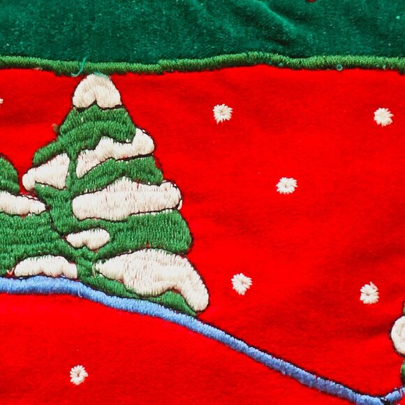 2 Vintage Christmas Velvet Embroidered Stockings Santa Tree Candy Cane Presents - Picture 8 of 13